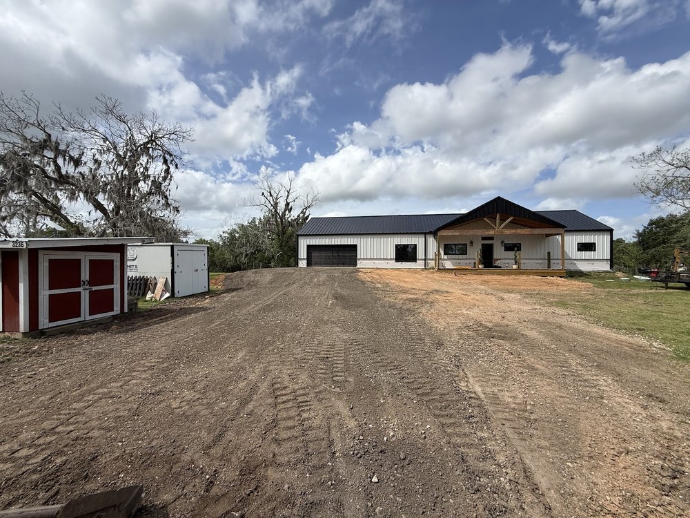 A DBK Dirt Works barndominium pad and build in Brazoria County
